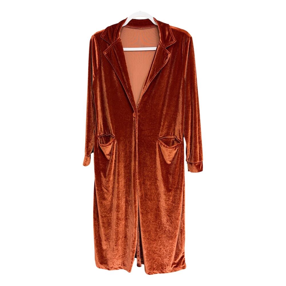 Long Velvet Duster Cardigan Rust size L XL
